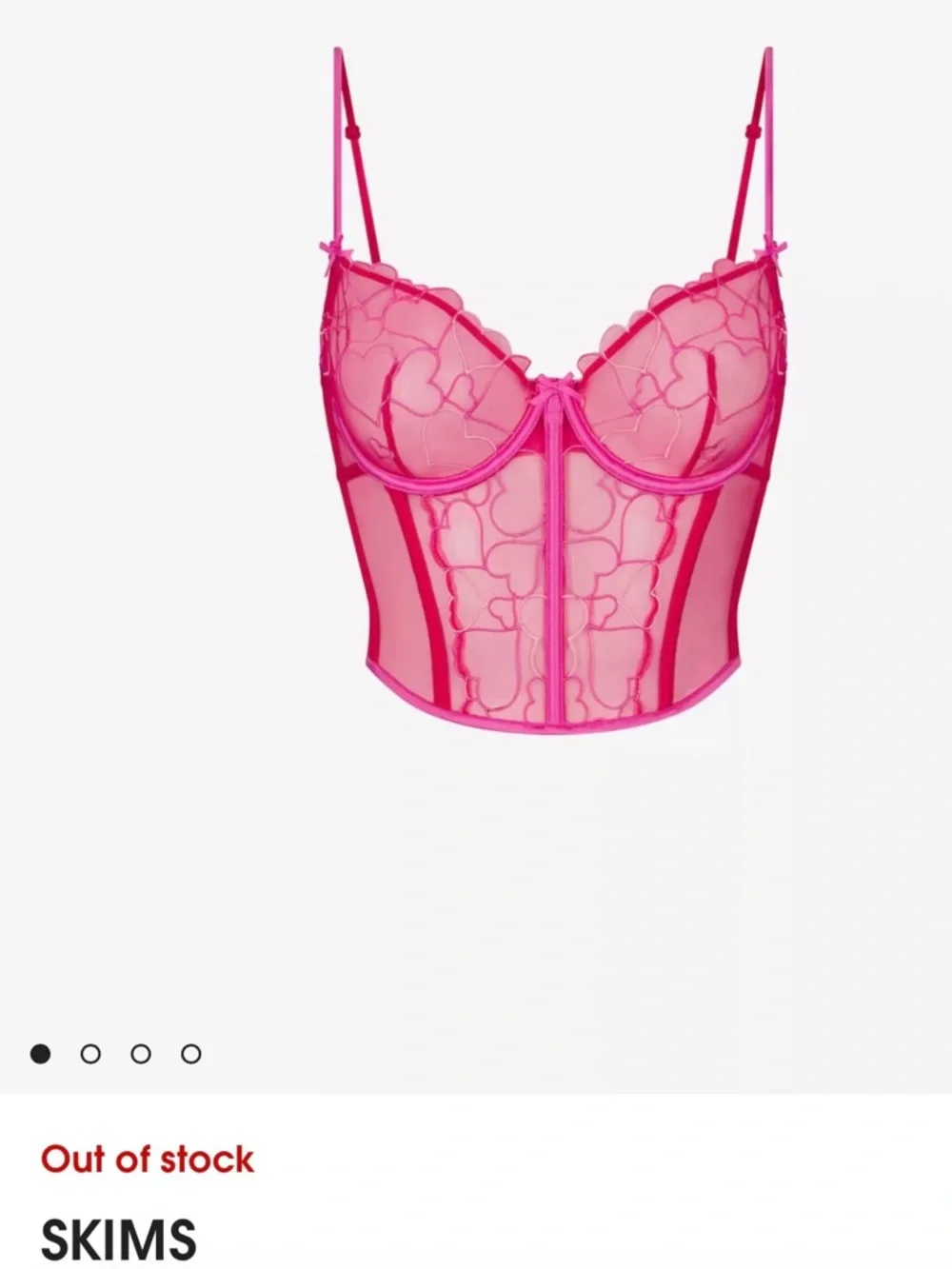 SKIMS Hot Pink Heart-Embroidered Longline Bustier - Picture 2 of 9